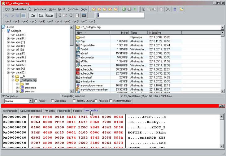 A43 File Management Utility hexa néző