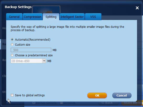 AOMEI Backupper darabolás