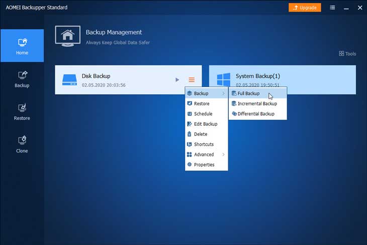 Full, Incremental és Differential Backup