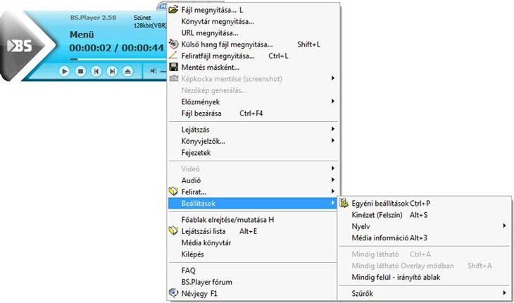 BS.Player beállítások