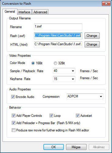 Camstudio flash videó