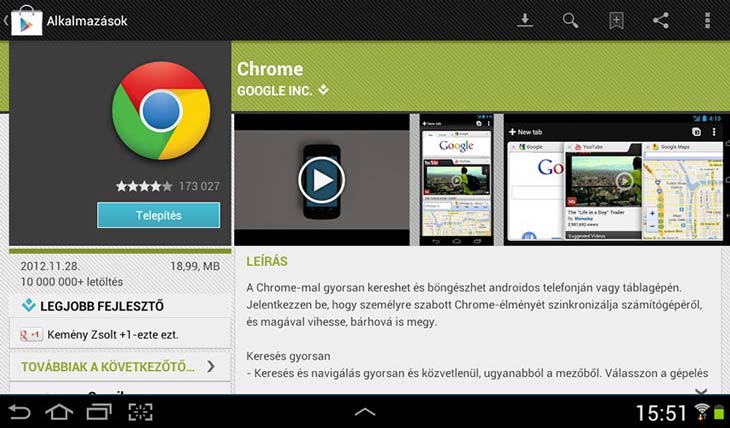 Chrome Androidra telepítés