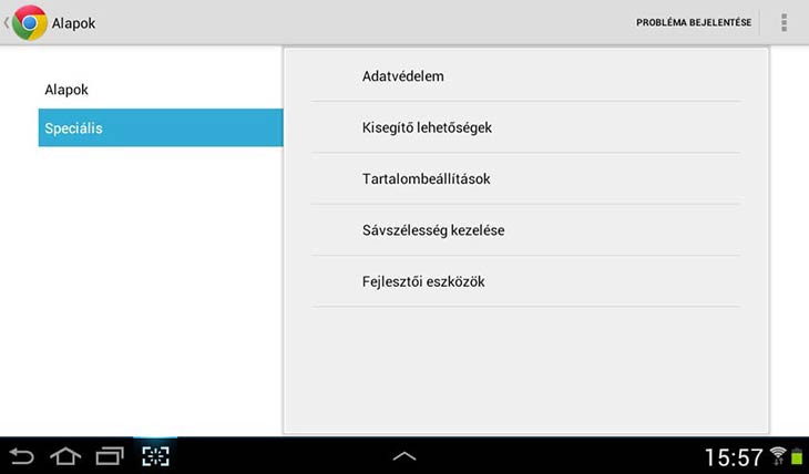 Chrome Androidra speciális beállítások