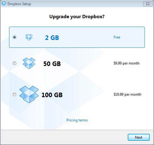 Dropbox ingyenes tárhely