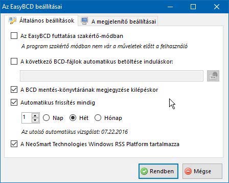 EasyBCD beállítások
