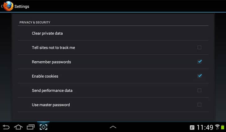 Firefox for Android ne kövess