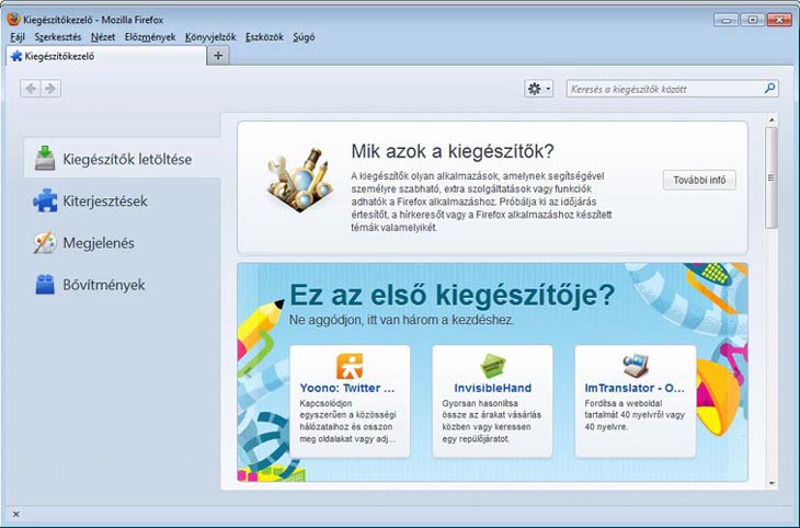 Firefox kiegészítők