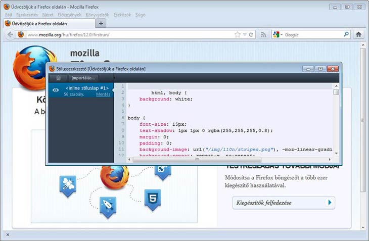 Firefox stílusszerkesztő