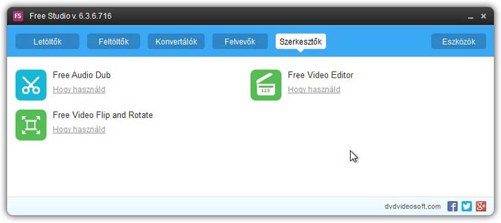 Free Studio szerkesztők