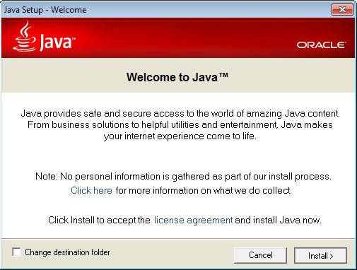 Java JRE telepítés