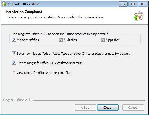 Kingsoft Office Suite Free 2012 MS Office fájlok