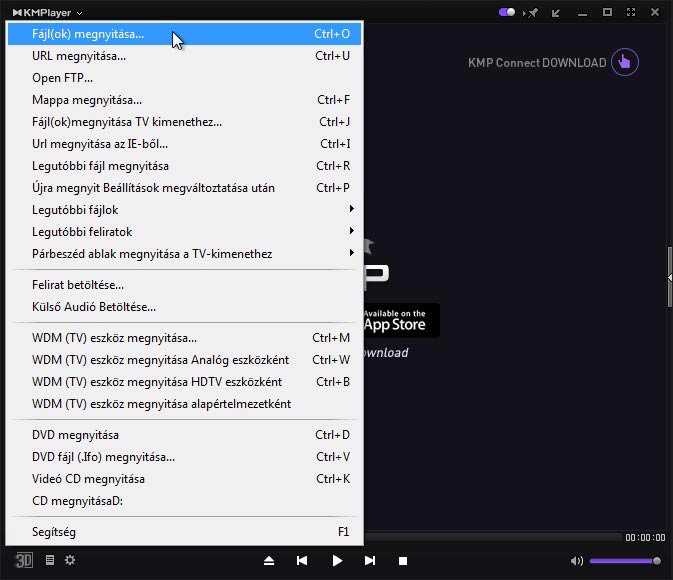 KMPlayer menü