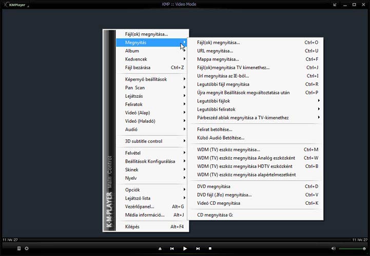 KMPlayer menü