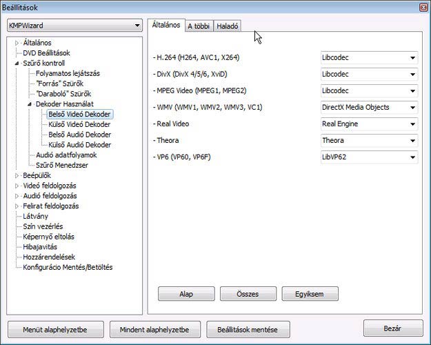 KMPlayer videó decoder