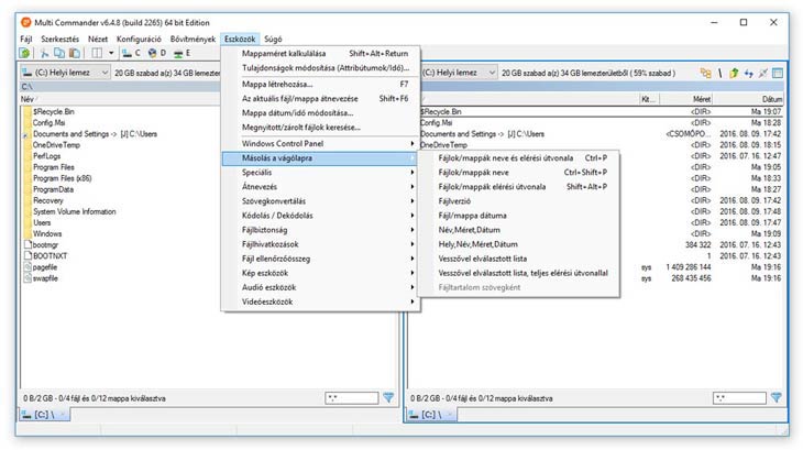 Multi Commander vágólap