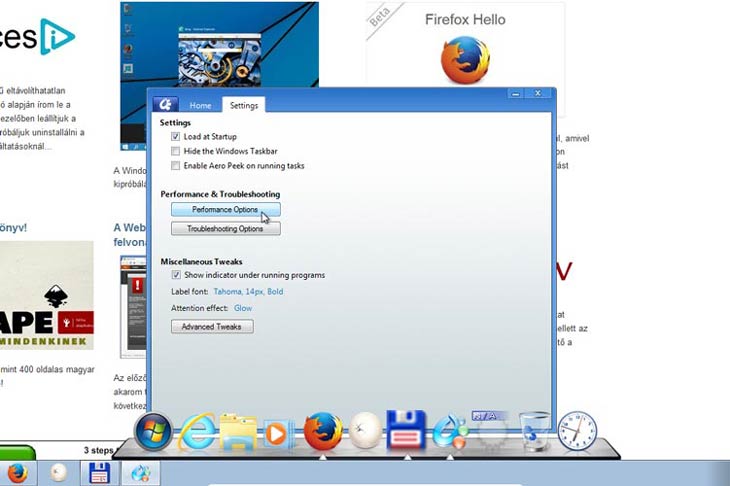 ObjectDock beállításai