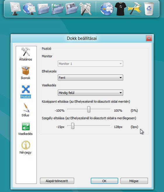 Rocketdock pozíció