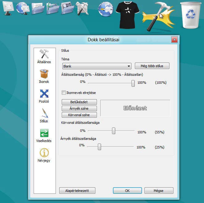 Rocketdock üres téma