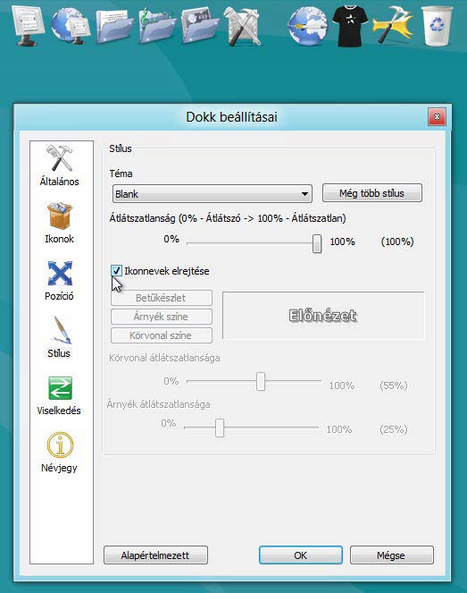 Rocketdock ikon nevek
