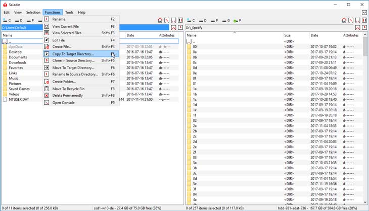 Saladin fájlkezelő funkciók