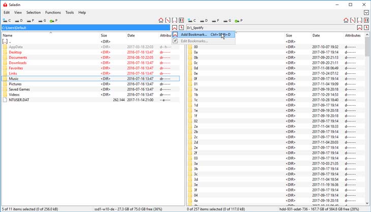 Saladin fájlkezelő könyvjelző