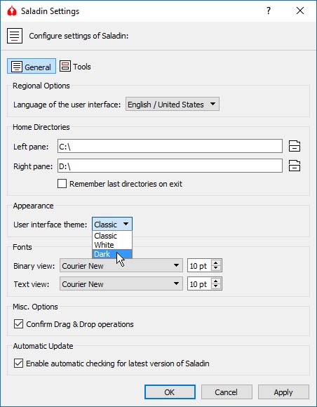 Saladin fájlkezelő további beállítások