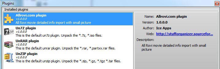 Stuff Organizer beépülők