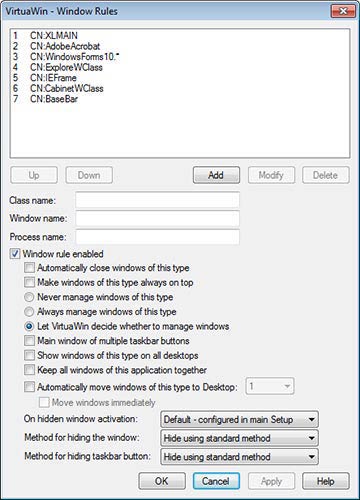 VirtuaWin szabályok