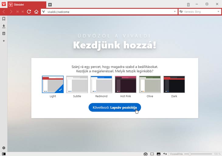 Vivaldi téma választás
