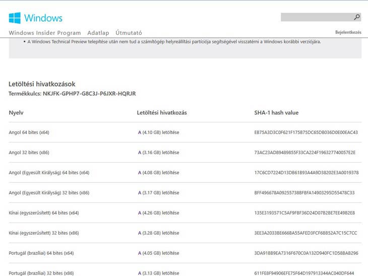 Windows 10 letöltés
