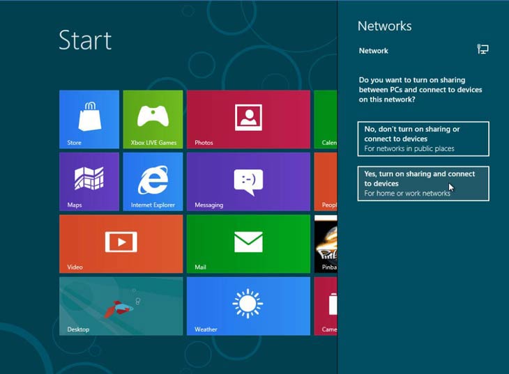 Az összes hálózati beállítás Windows 8, az összes hálózati beállítás
