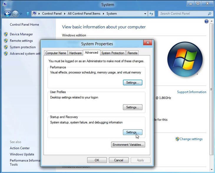 Windows 8 System properties Windows 8 System properties