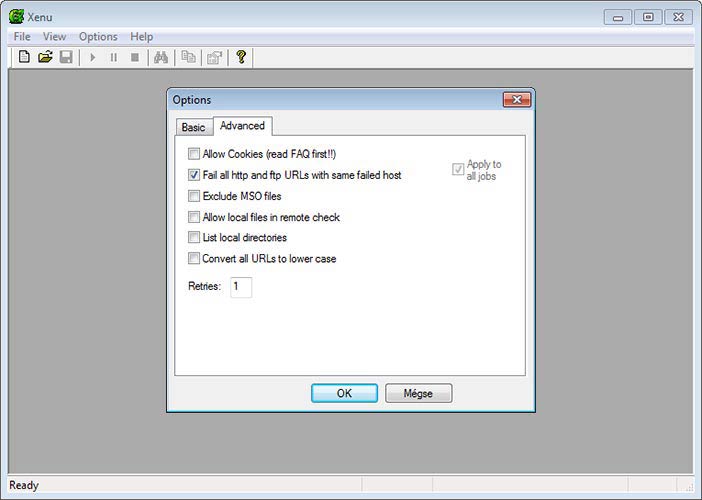 Xenu haladó beállítások