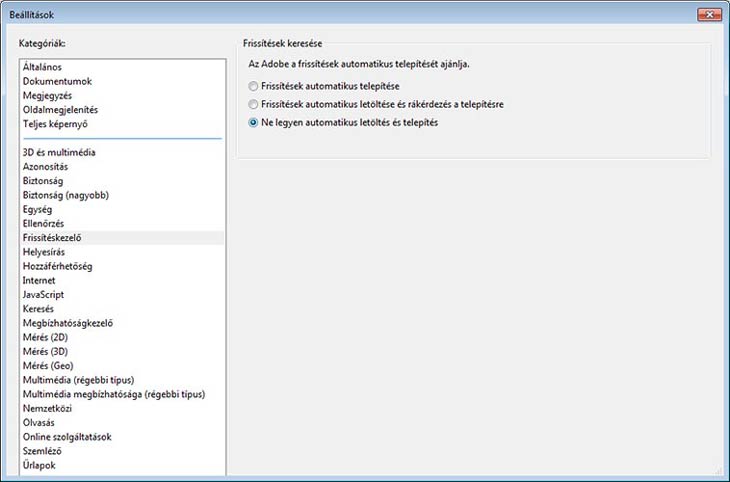 Adobe Reader frissítés