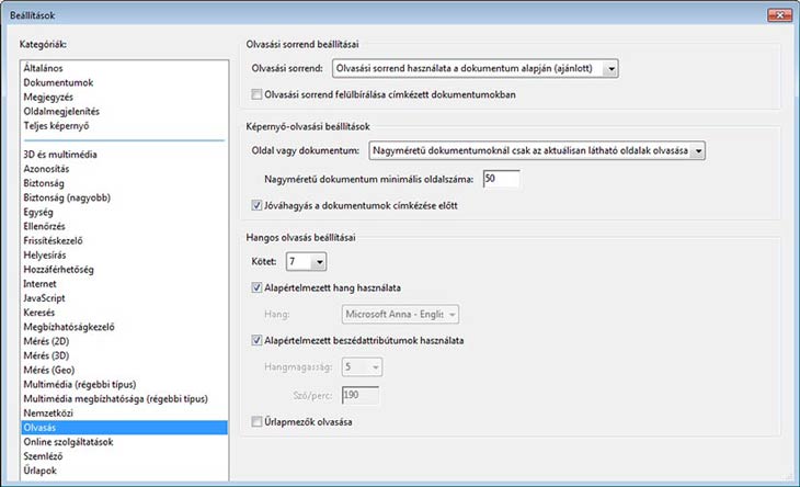 Adobe Reader olvasás