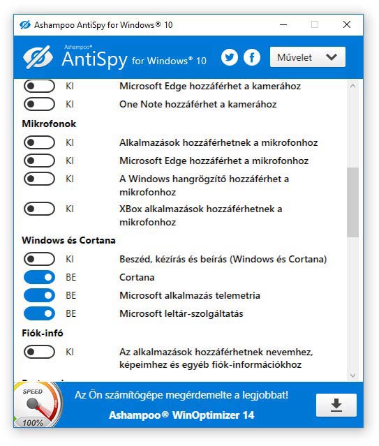 Ashampoo AntiSpy for Windows 10 nálam