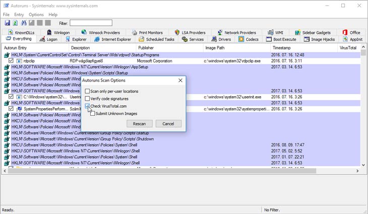 Autoruns VirusTotal