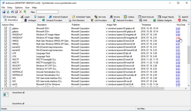 Autoruns önveszélyes Windows