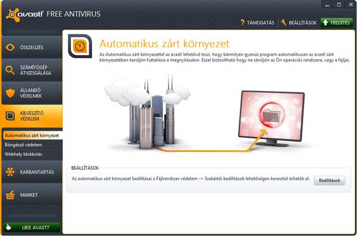avast! Free Antivirus zárt környezet