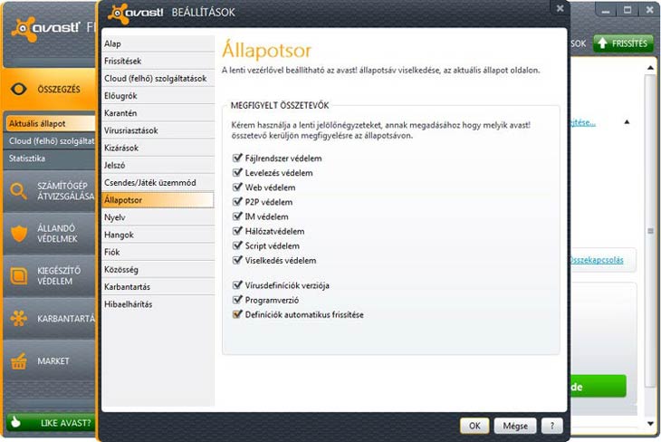 avast! Free Antivirus összetevők
