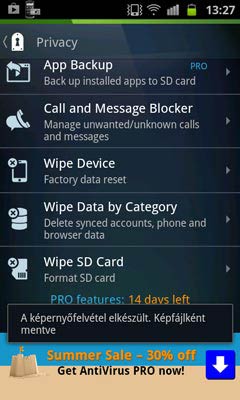 AVG Antivirus Free for Android adatbiztonság