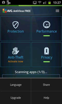 AVG Antivirus Free for Android opciók
