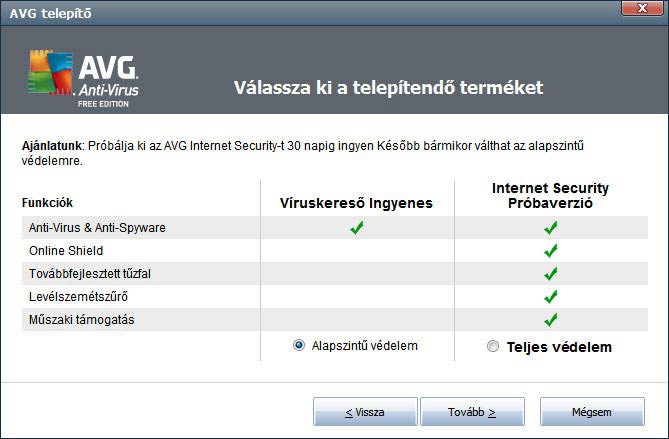 AVG Antivirus Free vírusirtó