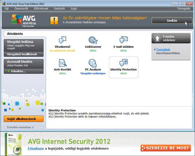 AVG Antivirus Free javítás