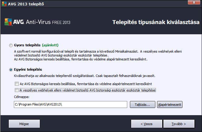 AVG Antivirus böngésző