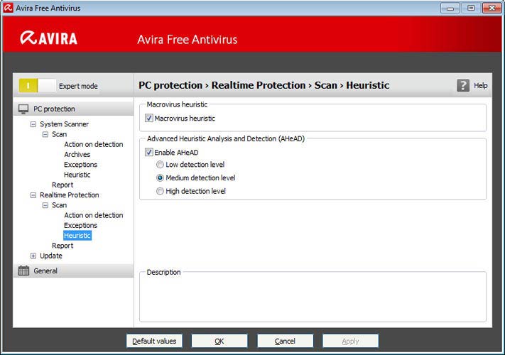 Avira Free Antivirus - valósidejű védelem