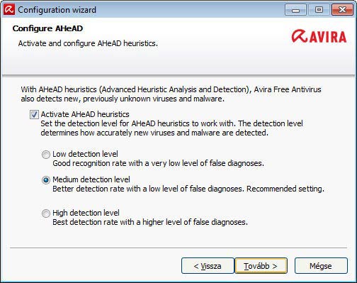 Avira Free Antivirus - heurisztikus védelem