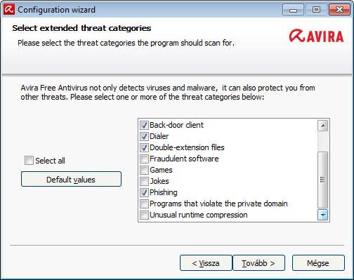 Avira Free Antivirus - bekapcsolva