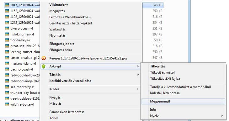 AxCrypt fájl megsemmisítés