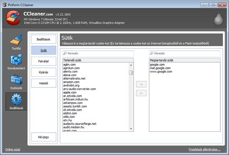 CCleaner sütik